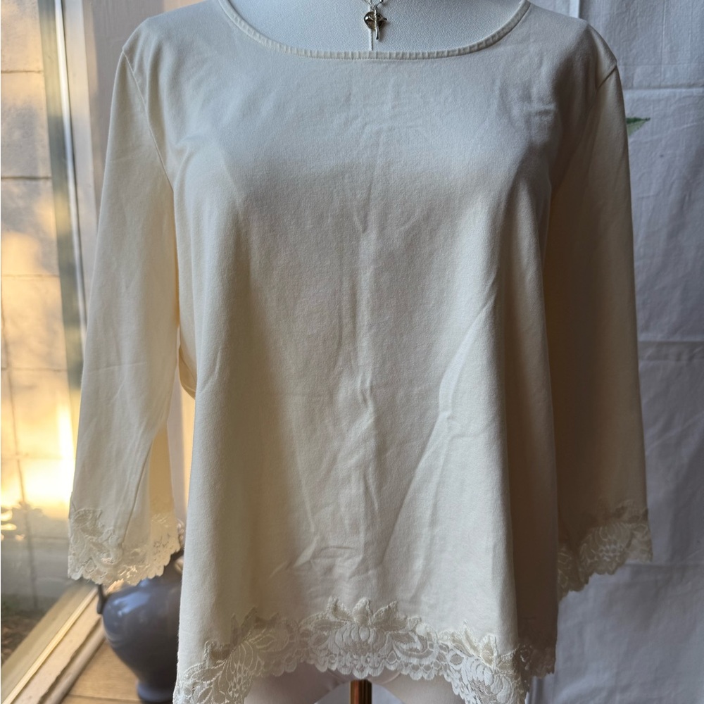 Coldwater Creek Cream Embellished Blouse